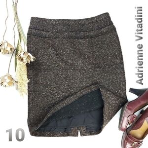 Adrienne Vittadini Thick Brown Blk Texture Skirt 10